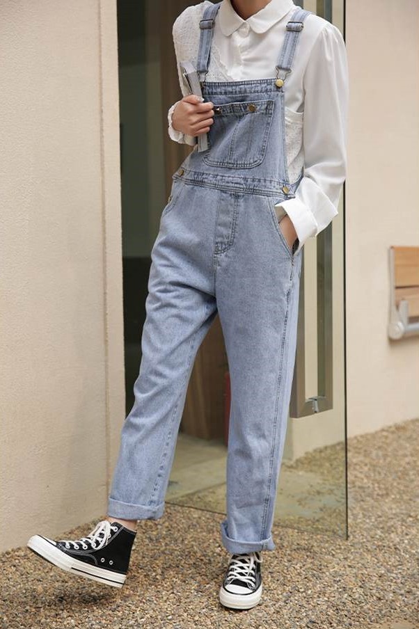 サロペット レディース ブルーデニムサロペット オールインワン 大人