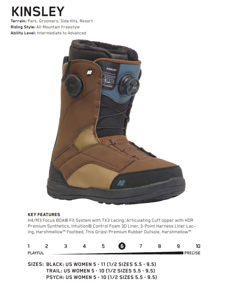24-25 K2/ケーツー KINSLEY キンスレイ レディース 熱成型対応ブーツ