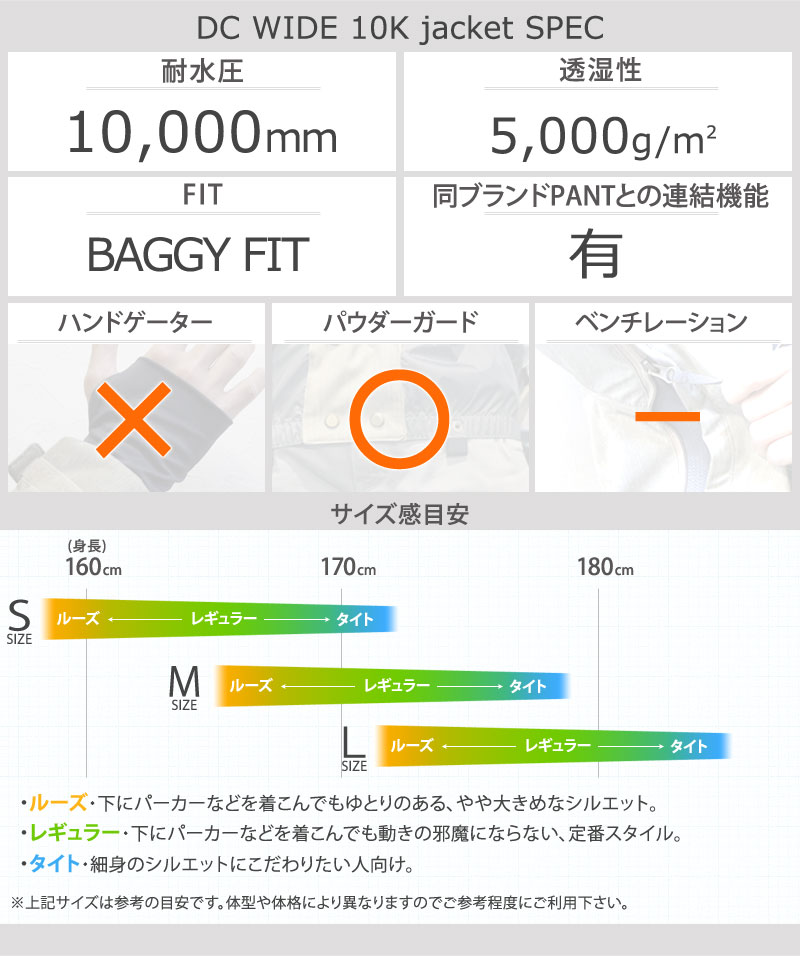 25-26 DC/ディーシー DC WIDE 10K jacket メンズ レディース 防水