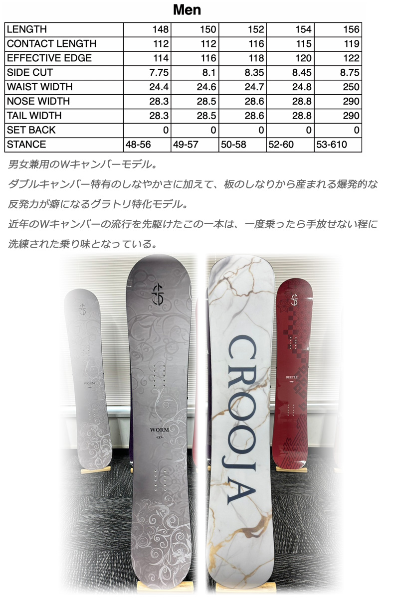 25-26 CROOJA/クロージャ WORM ワーム メンズ レディース スノーボード