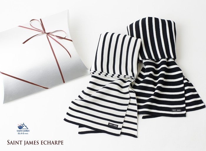 SAINT JAMES（セントジェームス） マフラー ウール ボーダー ニット