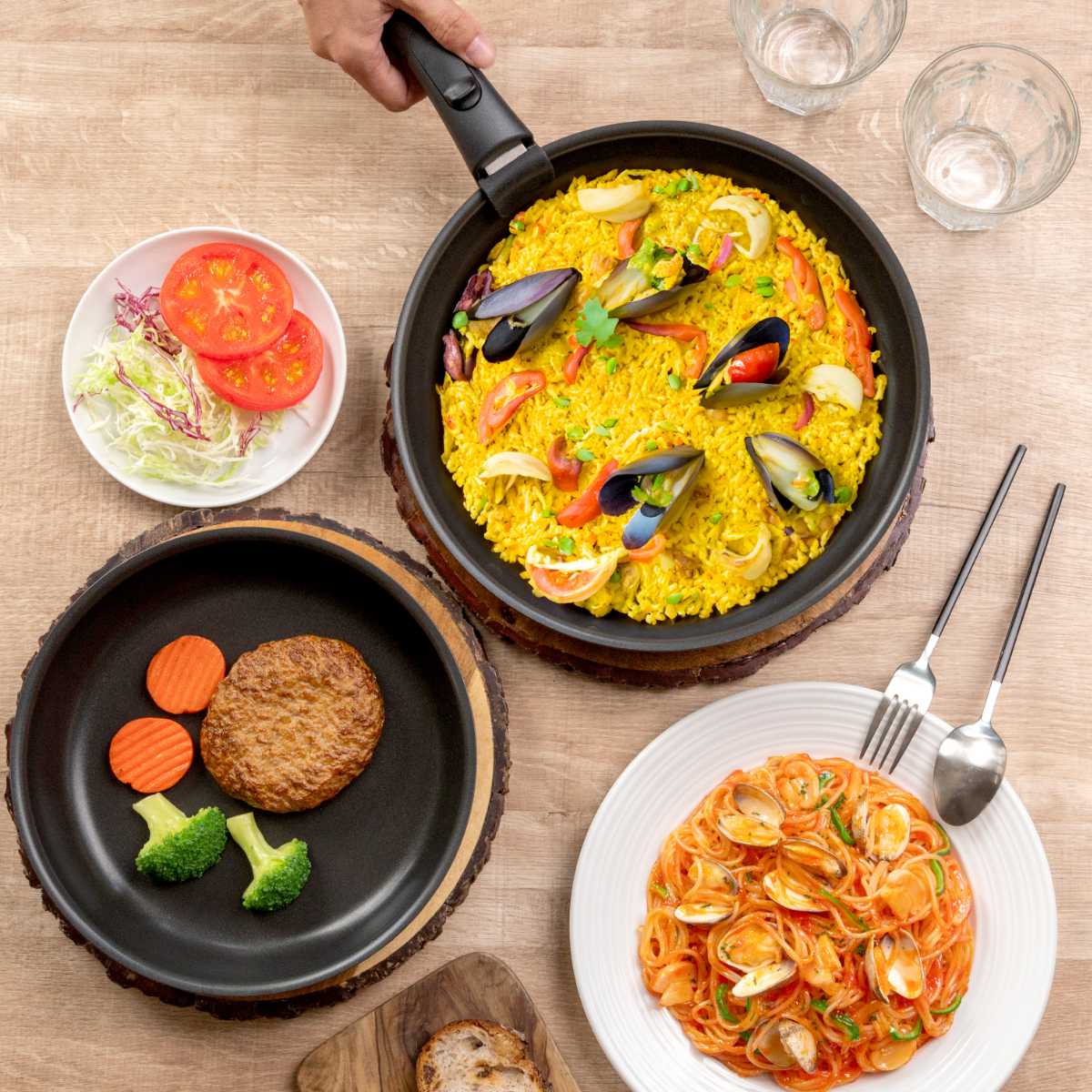 THERMOS（サーモス） 取っ手のとれるフライパン8点セット IH対応 着脱