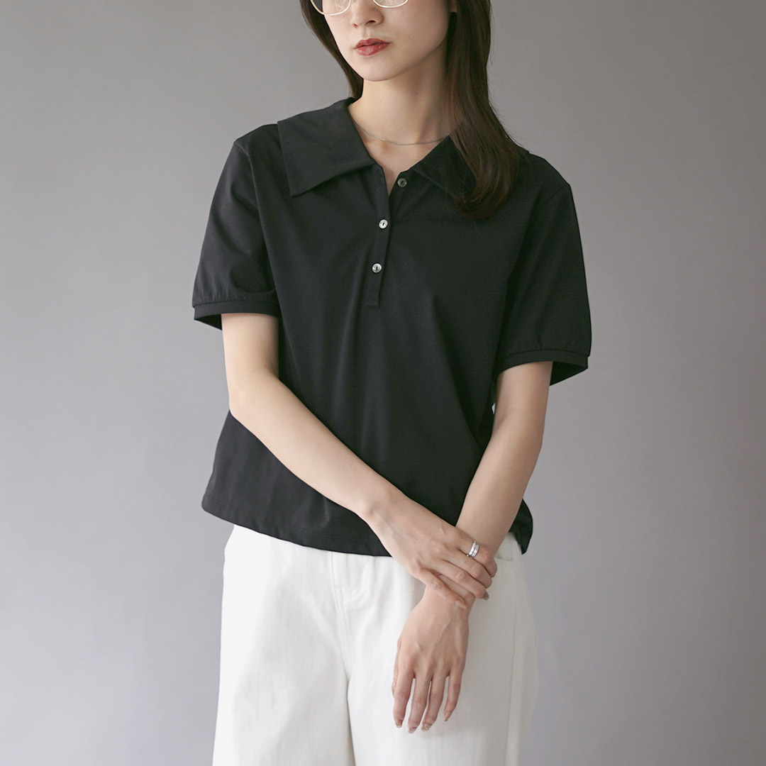 mizuiroind（ミズイロインド） ワイドカラー ポロシャツ / カットソー
