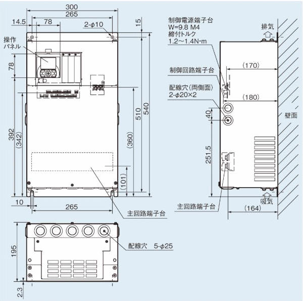 日立産機システム P1-300HFF インバータ SJシリーズP1 400V級 伝動機