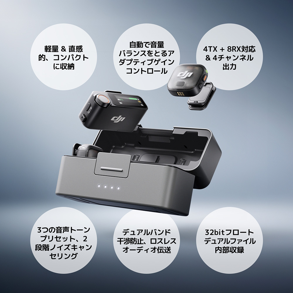 DJI DJI Mic 3（2TX+1RX+充電ケース）+ Lightningアダプター : DJI公式