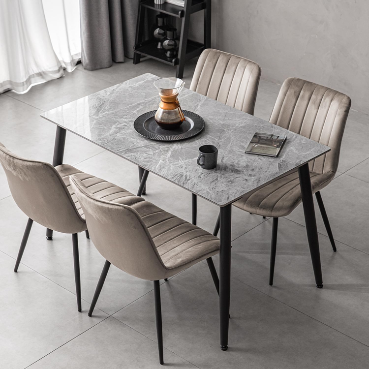 引き取り限定 大理石？アンティーク ダイニングテーブルセット 4脚付き