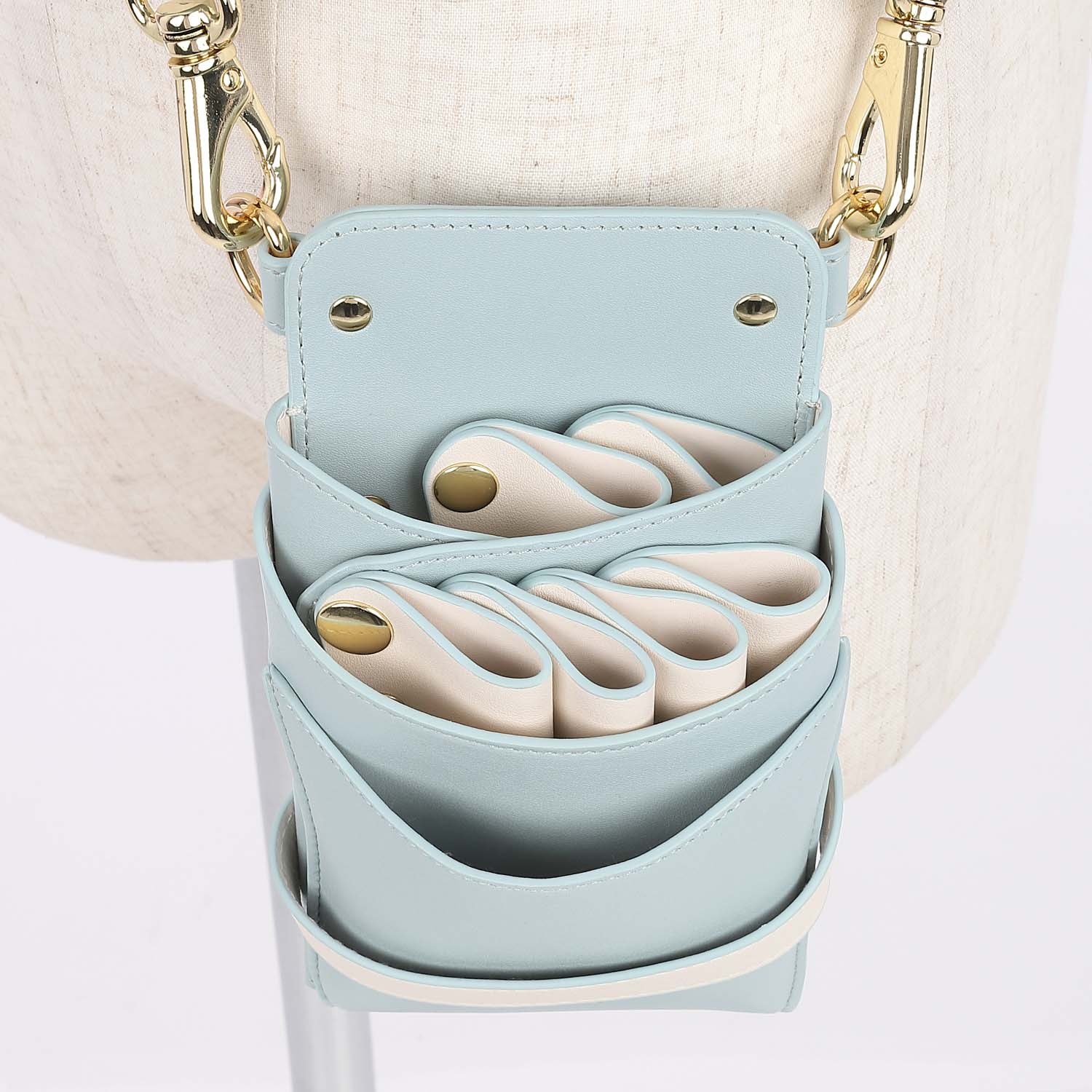 DEEDS シザーケース 美容師 シエーナ no.416 ライトブルー×アイボリー