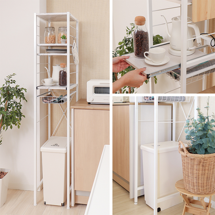 ヤマソロ キッチン ラック 隙間 収納 おしゃれ スリム ゴミ箱 上