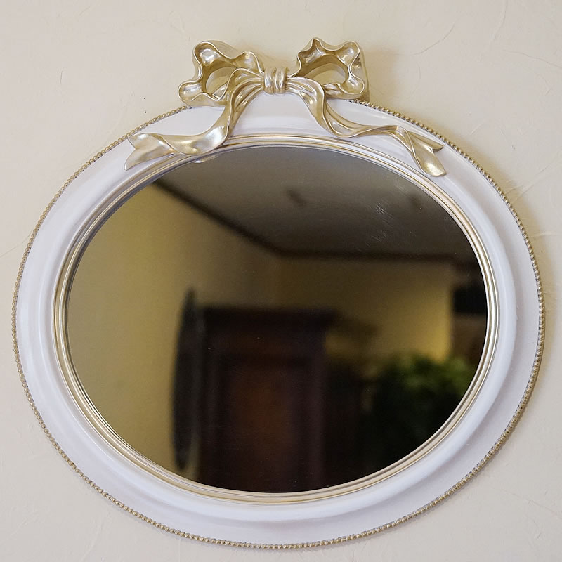 壁掛け鏡 おしゃれ イタリアスタイル French Ribbon フレンチリボン