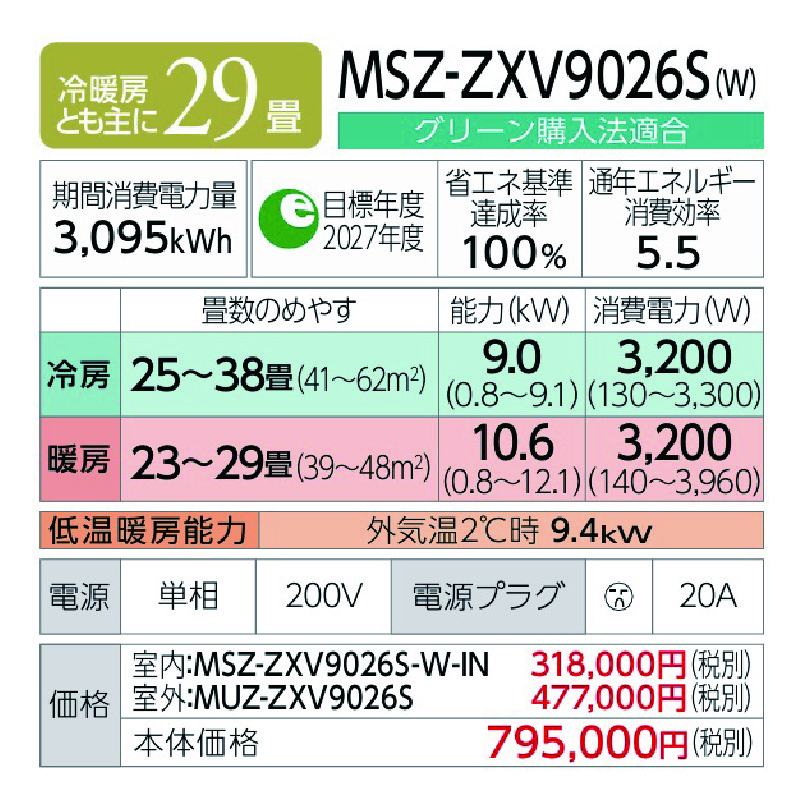 霧ヶ峰 東京 神奈川地域限定 標準取付工事費込 エアコン同配 29畳用
