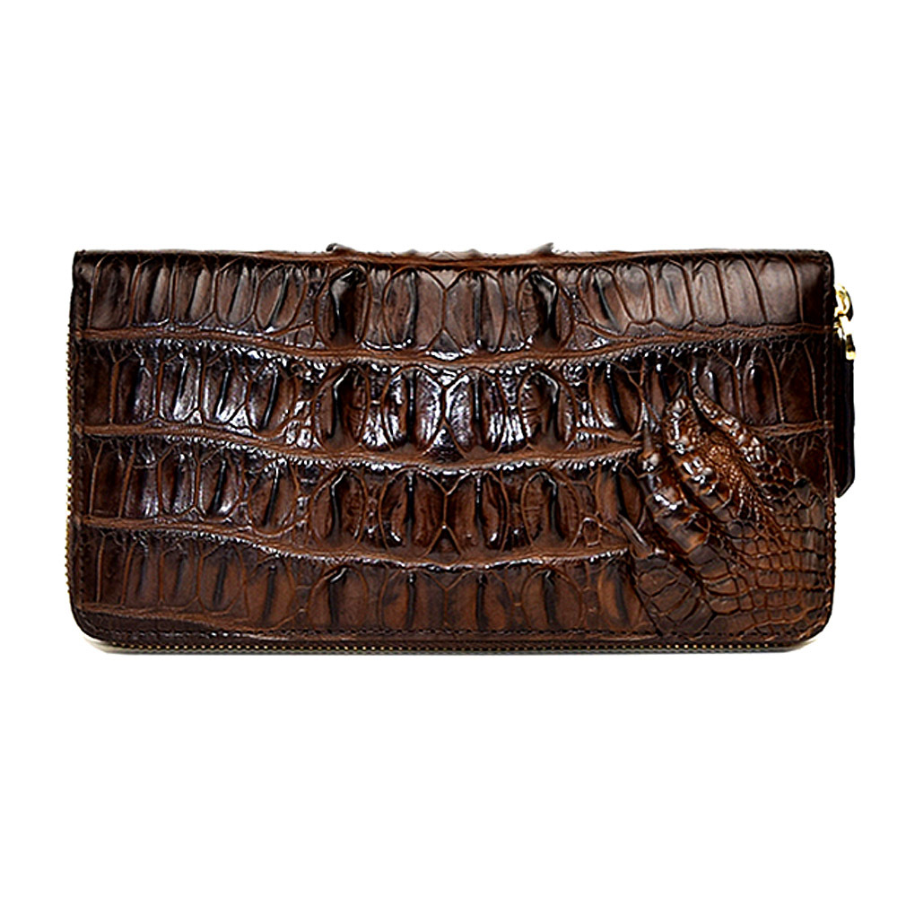 ワニ革 本革 クロコダイル 爪 財布 長財布 レザー ラウンドファスナー