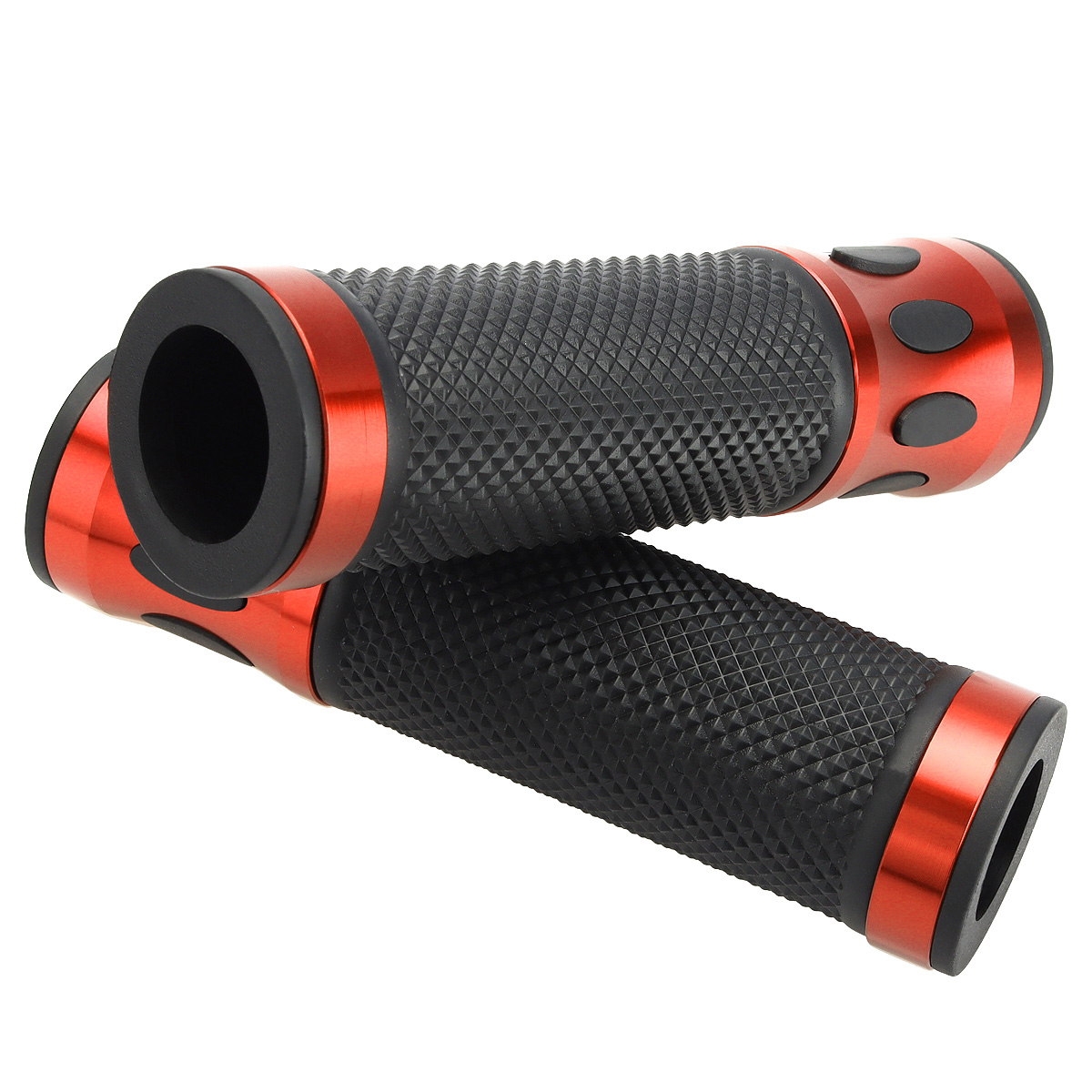 バイク グリップ ハンドル アルミ ラバー 貫通タイプ 22.2mm用 左右