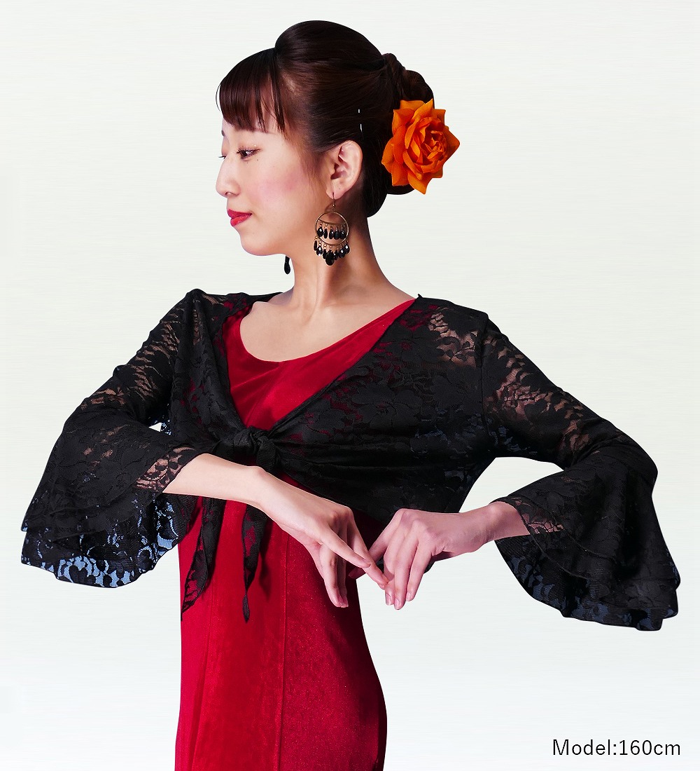 フラメンコ 花柄レース ボレロ ブラック フリーサイズ 2343bb : emika