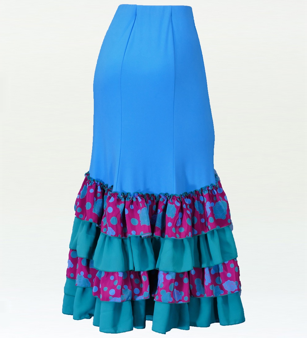 フラメンコ ローズ&水玉 フリル マーメイド ファルダ スカート ライト