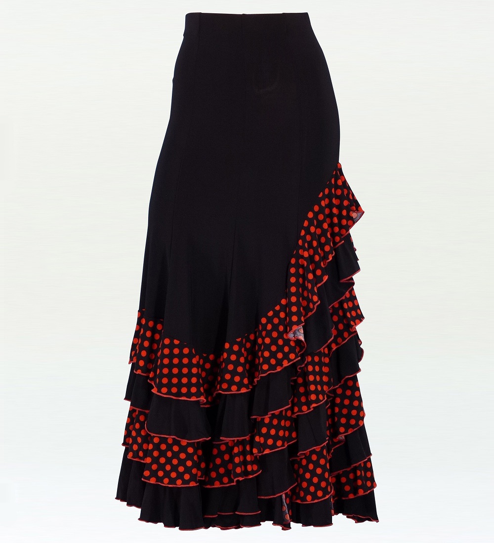 フラメンコ 水玉マーメード ファルダ スカート オレンジ フリーサイズ