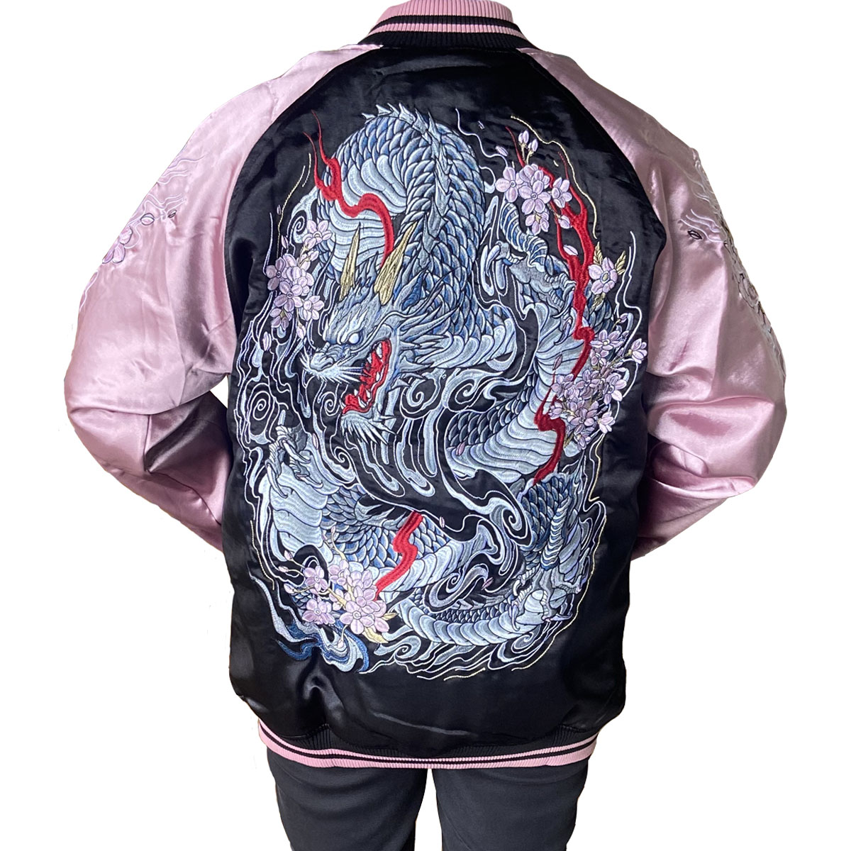 スカジャン 和柄 龍 竜 メンズ 東洋 50代 別珍 40代 ドラゴン 龍神 桜