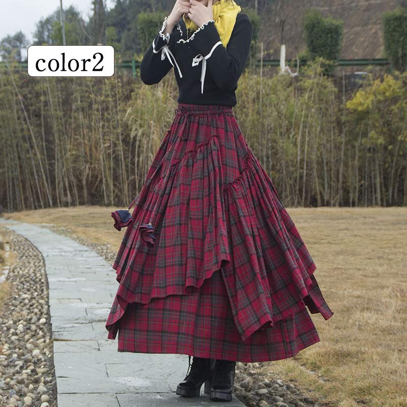 チェック柄 スカート ロングスカート レディース マキシ マキシ