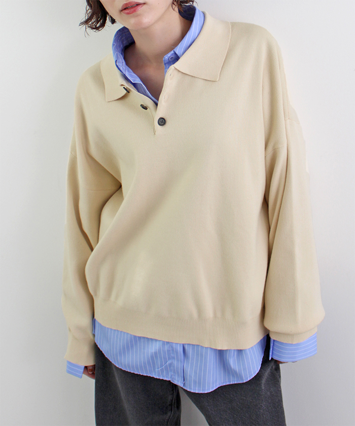 Futier Land（フューティアランド） ニット ポロニット 襟付き ボタン