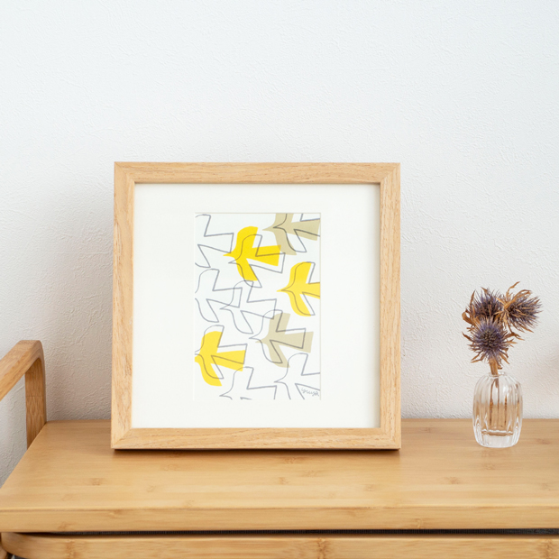 2/27-3/1はポイント10倍／ ポスター フレーム付き 飛び立つ鳥 22.5