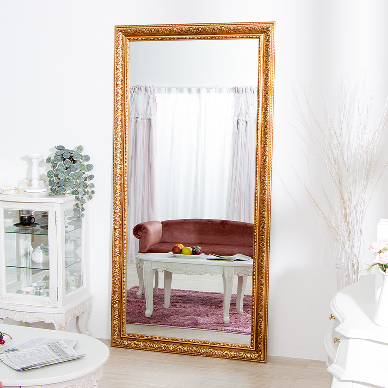 MINT 鏡 ミラー 全身 姿見 アンティーク調大型ミラー ゴールド