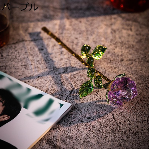 クリスタルガラス 水晶 k9 永遠の花 枯れない花 水晶花 バラ 薔薇