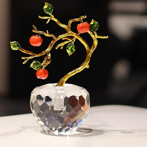 k9クリスタルガラス 水晶置物 林檎 柿 りんご インテリア 風水置物