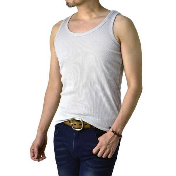 FLAG ON CREW タンクトップ メンズ スリーブレストップス 綿混素材