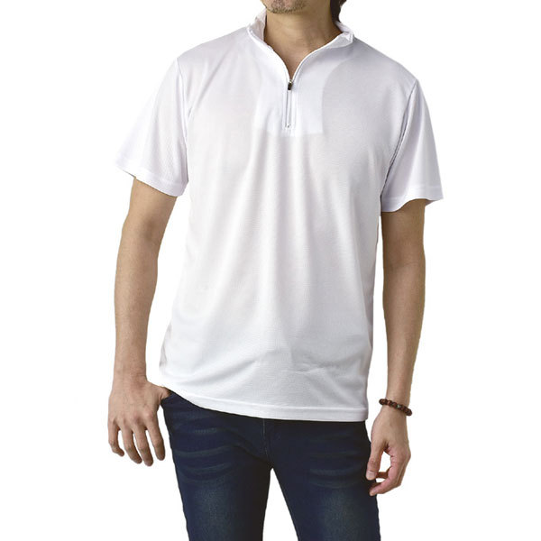 FLAG ON CREW 吸汗速乾 ポロシャツ 半袖 ハーフジップ シンプル 無地