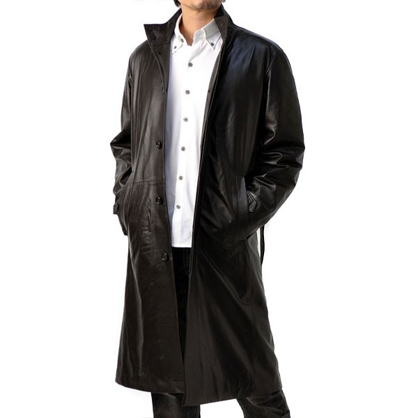 FLAG ON CREW コート 本革 レザーコート 羊本革 ラムレザー メンズ