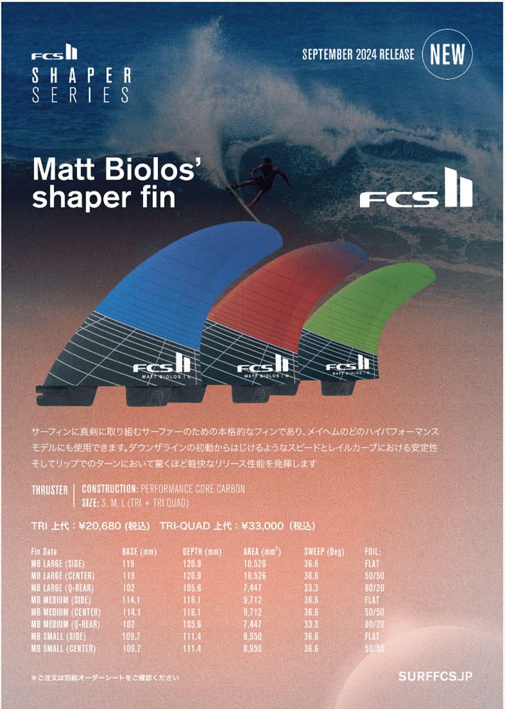 FCS FCS2 FIN Matt Biolos' MB Performance Core carbon AIR CORE TRI