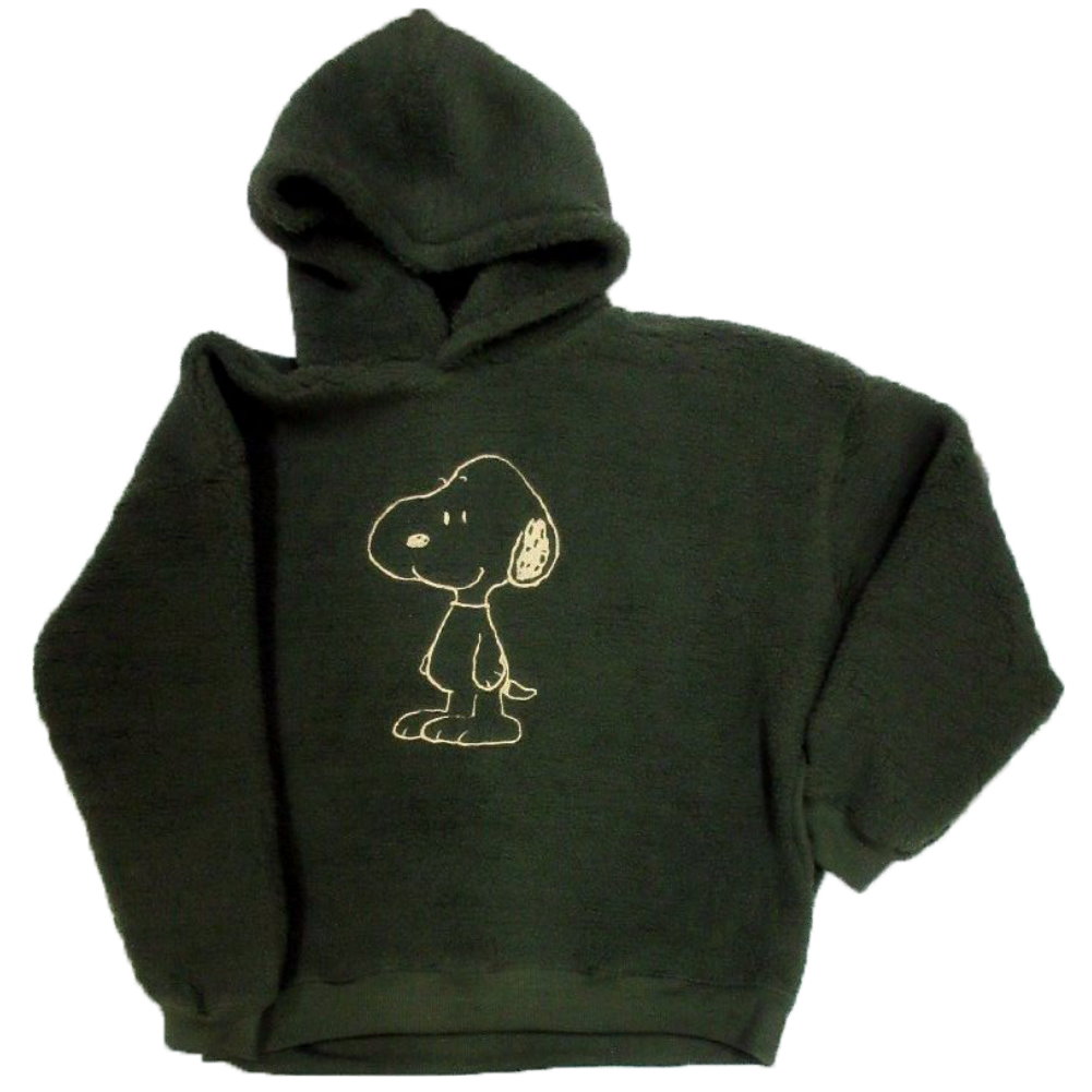 スヌーピー メンズ パーカー 表ボア 暖か 長袖 キャラ 刺繍 柄