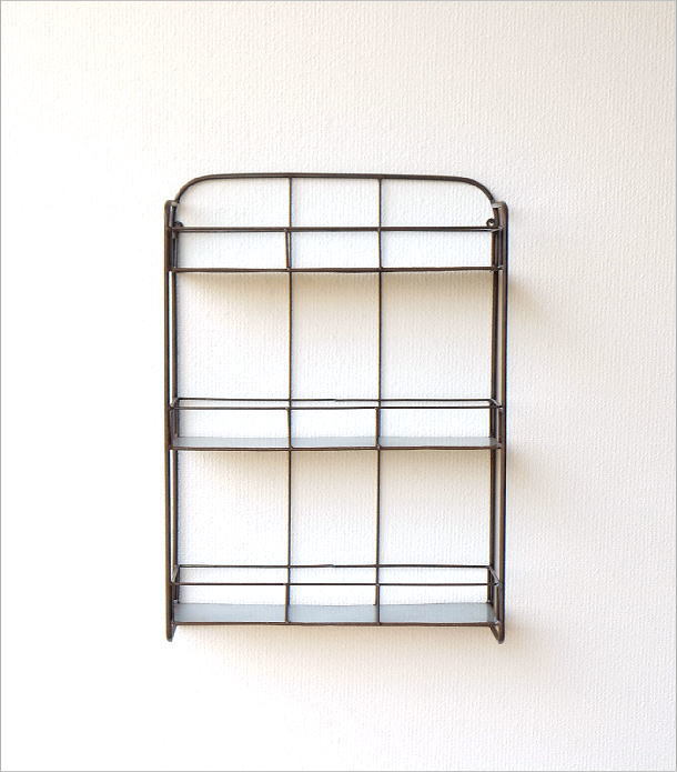 ウォールシェルフ 3段 アンティーク アイアン キッチン 収納棚