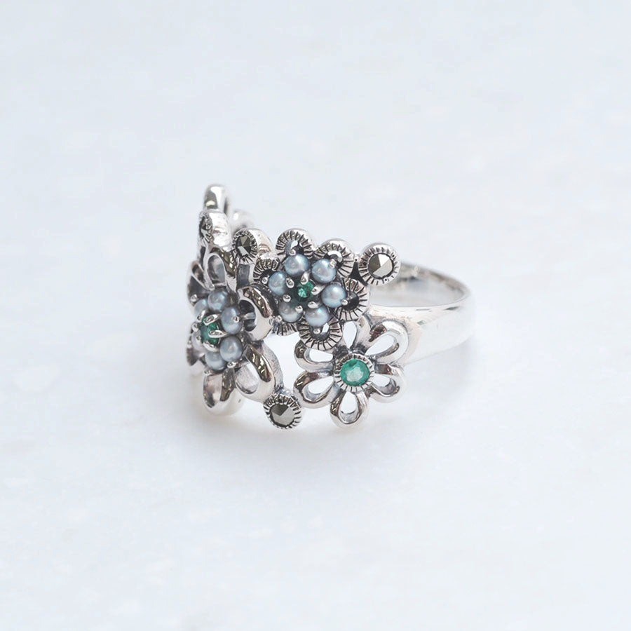 ROKUZAN エメラルド シードパール ブルーミング リング 指輪 11〜17号