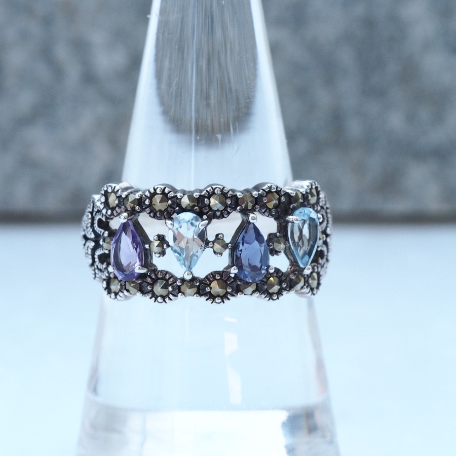 ROKUZAN グラデーションカラーストーン リング 指輪 11〜17号 シルバー