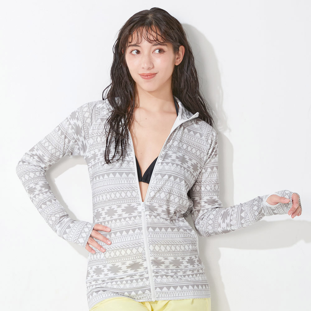 FELLOW ラッシュガード ジップアップ レディース 長袖 S〜3L 日本規格