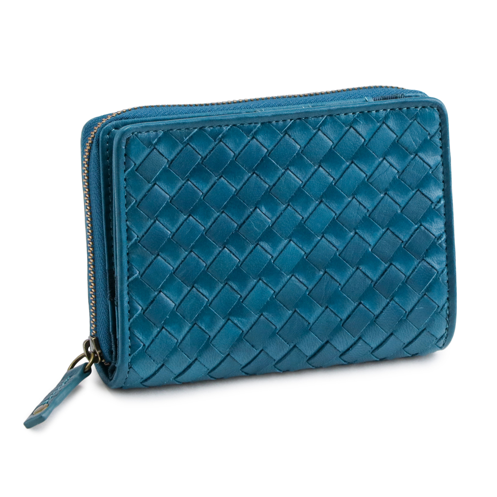 財布 二つ折り メンズ レディース ポニーレザー メッシュ 編み込み 馬