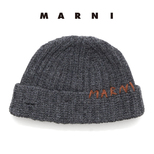 TIME SALE] MARNI マルニ ロゴ刺繍 ウール カシミヤ ニットキャップ