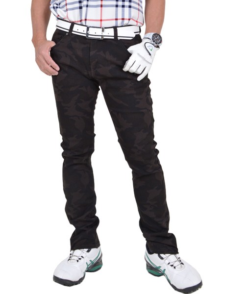 ゴルフウエア メンズ 秋冬 パンツ ゴルフパンツ 迷彩柄 カツラギ