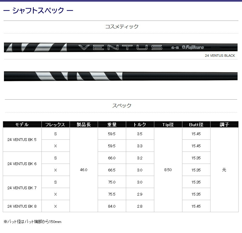 キャロウェイFW用 スリーブ付きシャフト Fujikura フジクラ 24 VENTUS