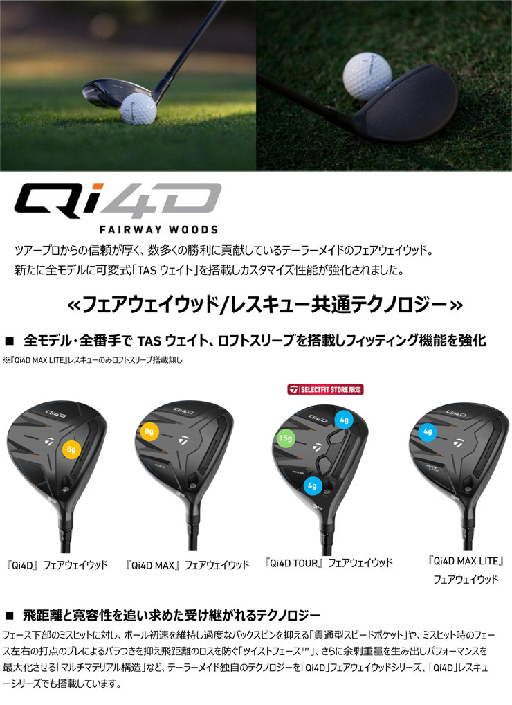 TaylorMade（テーラーメイド） Qi4D フェアウェイウッド REAX 65