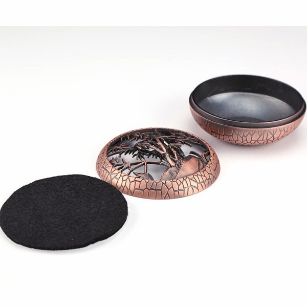 香炉 皿型 透かし彫り 合金 お香立て 花 癒し 植物 インテリア 和風