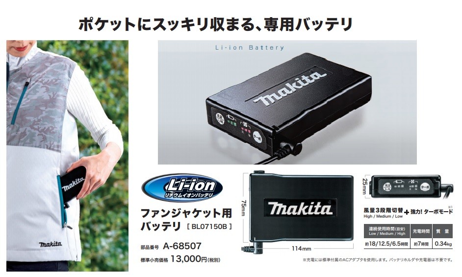 マキタ（makita） 充電式ファンジャケット用 バッテリホルダ（アダプタ