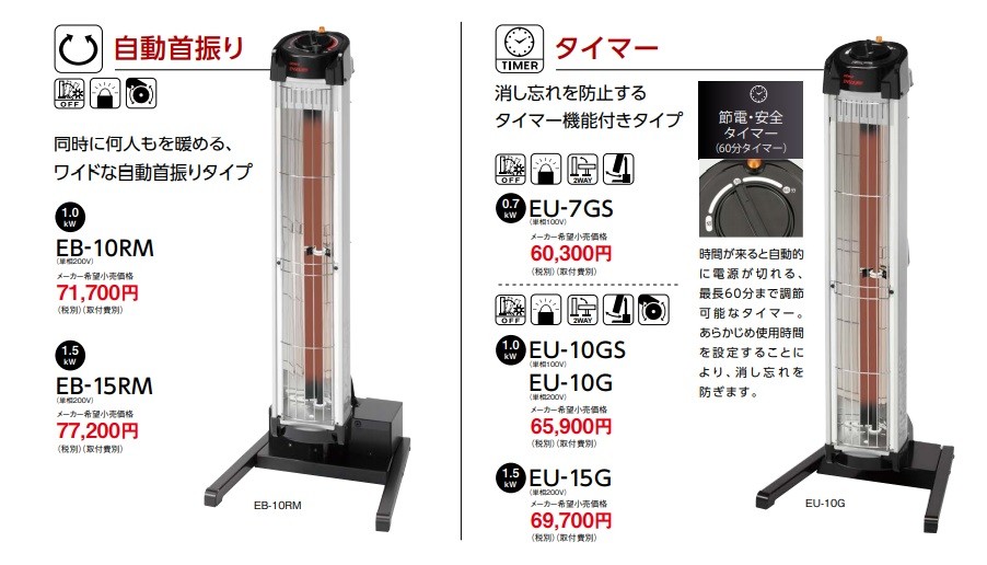 代引き不可 DENSO デンソー 遠赤外線ヒーター(首振りなし) 2連タイプ