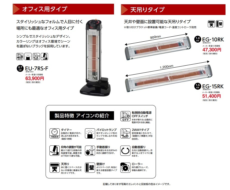 代引き不可 DENSO デンソー 遠赤外線ヒーター（天吊り・壁掛け型）単相