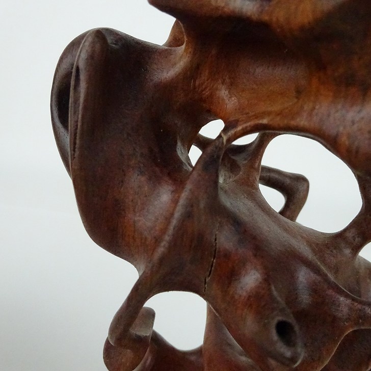 中古】花台 根卓 高さ 約 22.5cm 飾台 置き物台 花飾 木製 小品卓 盆栽