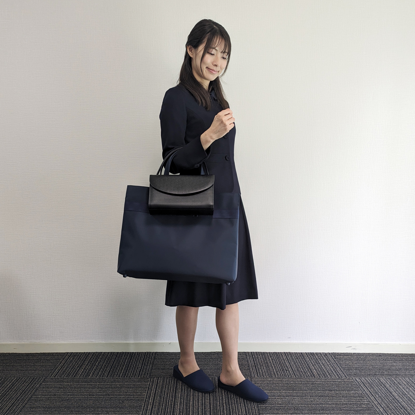 A3サイズ対応 国立受験定番 ナイロンサテン ビッグトート かぶせフタ