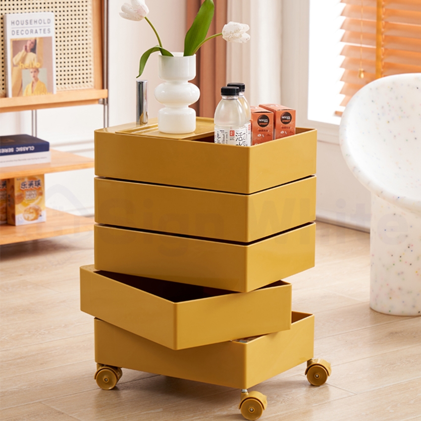 ワゴン キッチンワゴン キャスター付き 5段 カラーラック 収納 回転式