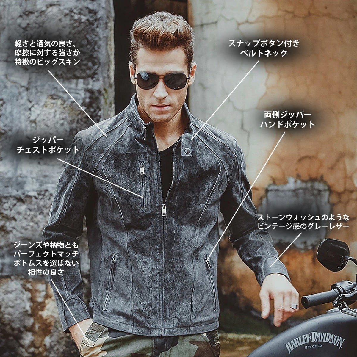 送料無料!】全10サイズ メンズ 本革グレーカラーピッグスキンレザー