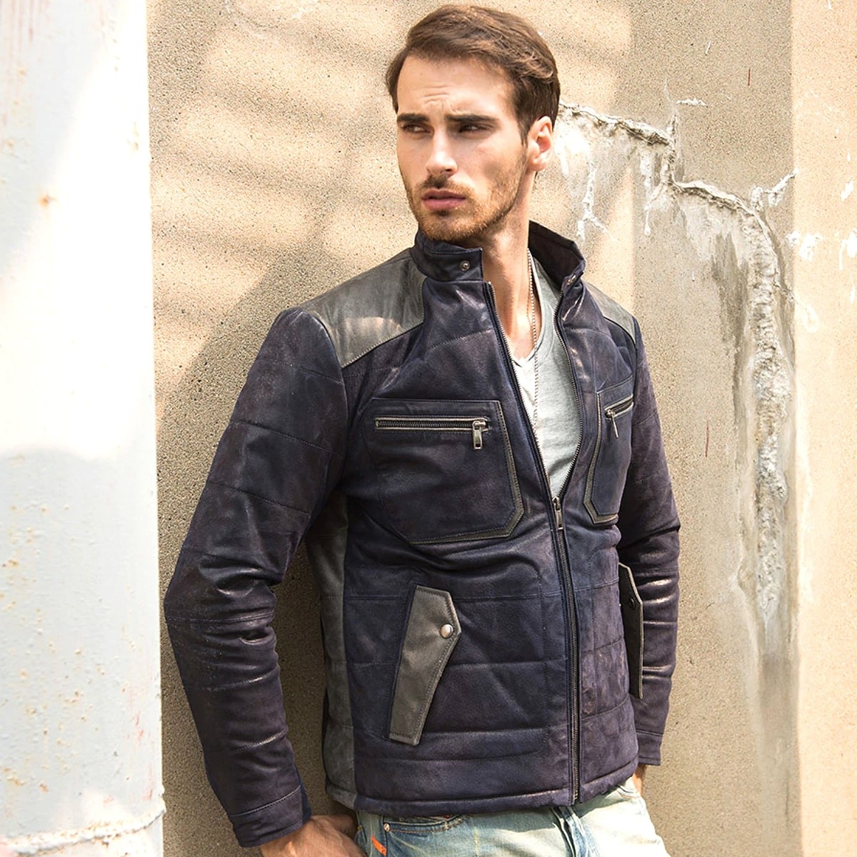 送料無料!】全10サイズ メンズ ビンテージ ブルー ピッグスキン