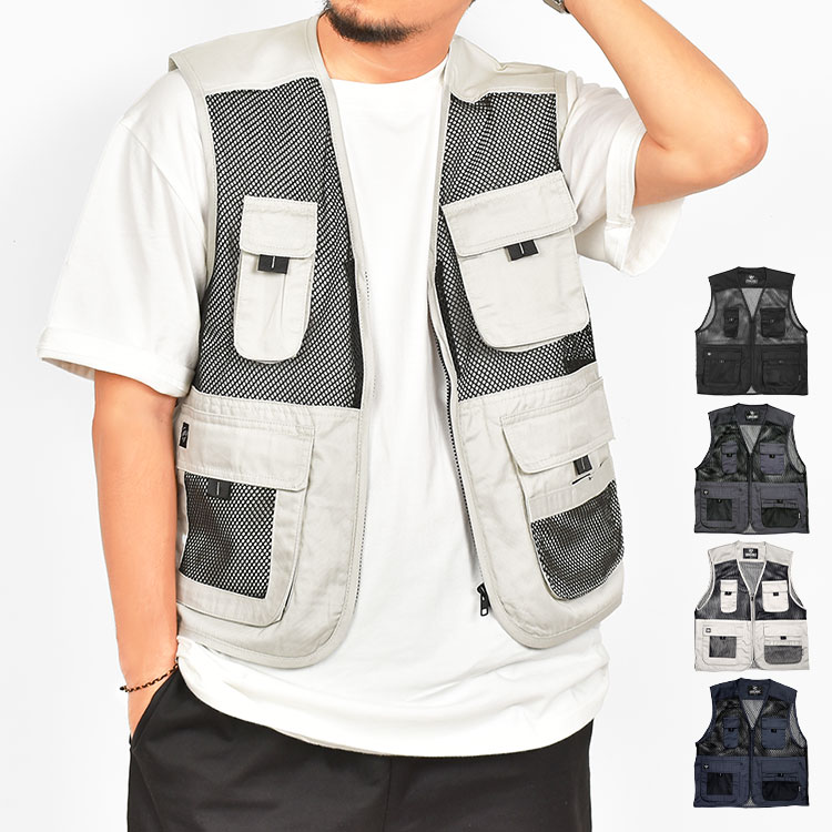 カジメイク メッシュベスト 夏用 メンズ レディース 男女兼用 6628